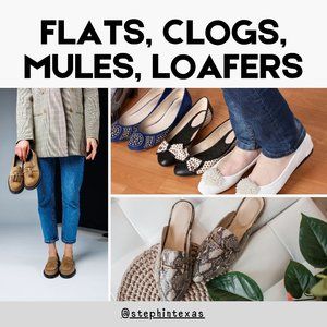 WOMEN'S BALLET FLATS CLOGS MULES LOAFERS SLIP-ONS